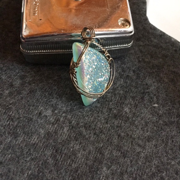 Light Blue Druzy Pendant - Picture 7 of 12